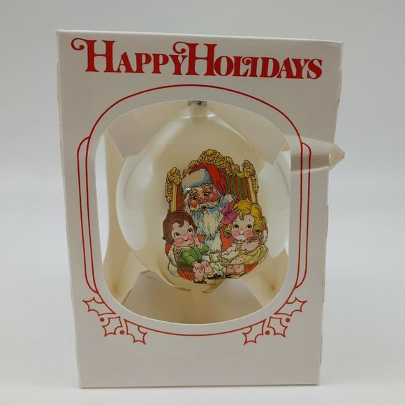 Campbell's Soup Kids 1980 White Glass Christmas Ornament ball w/ box - Picture 1 of 4